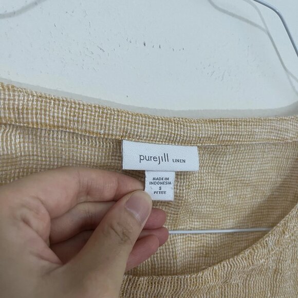 J. Jill PureJill Open Weave Linen 3/4 Sleeve Boxy Top S Petite Lagenlook Beach - Picture 10 of 10